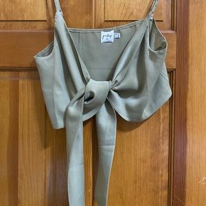 Sage green princess polly tie front crop top